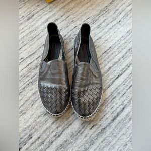 Bottega Veneta Metallic Leather Espadrille Flats Size 39